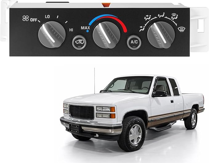 A/C Heater Control Panel for 1996-2000 Chevy GMC C1500 C2500 C3500 K1500 K2500 K3500 Tahoe Yukon, Cadillac Escalade, Climate Control Module Without Rear Window Defogger, Replace 599-007 by Unknown