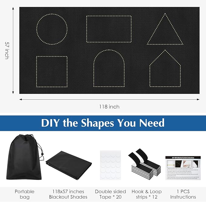 Blackout Window Cover, Portable Window Blinds,Travel DIY Window Blackout Curtains for Bedroom,Baby Nursery,Dorm Room and Media Room (Black 39"x57") - Image 5