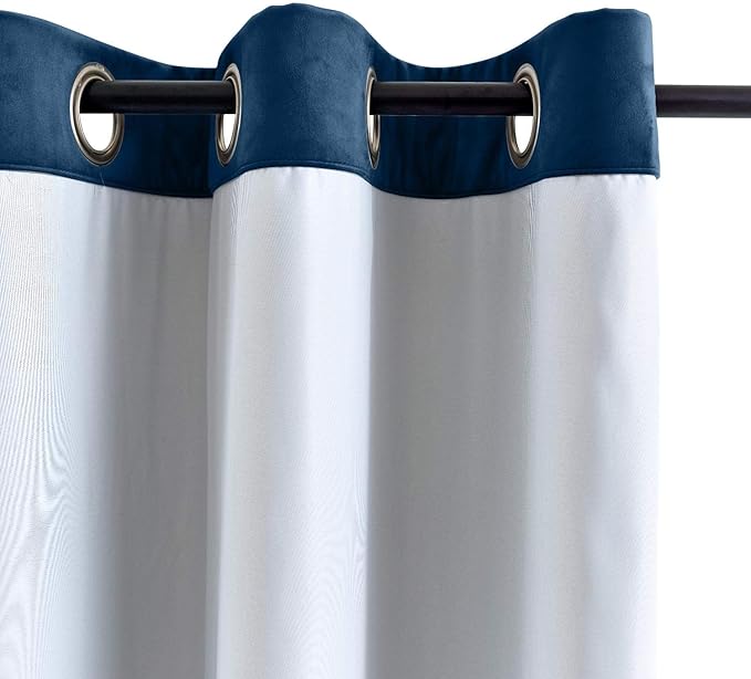 ChadMade Blackout Lined Premium Velvet Curtain Sapphire Blue 50Wx108L Inch (1 Panel), Eyelet Grommet for Livingroom Bedroom Theater Studio, Leon Collection - Image 3