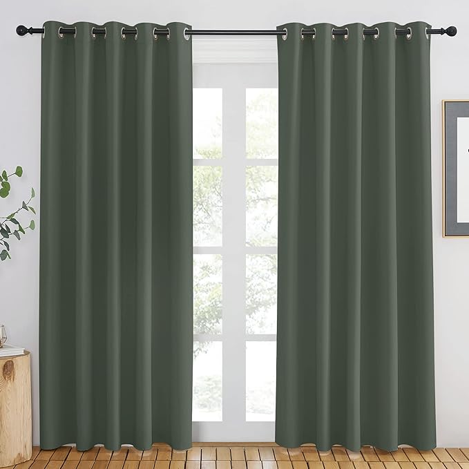 NICETOWN Blackout Curtain for Windows 84 inch Long - Window Treatment Thermal Curtain Solid Grommet Room Darkening Drape for Bedroom/Living Room (Dark Mallard, 1 Panel, W66 x L84) by NICETOWN