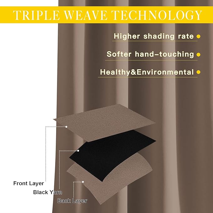 NICETOWN Blackout Curtain for Sliding Door, Grommet Top Thermal Insulated Bedroom Window Curtain Sound Dampening Drape for Patio Door/French Door (Cappuccino, 1 Panel, 80" W x 90" L) - Image 3