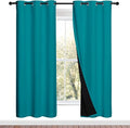 NICETOWN Full Shade Curtain Panels, 37" Wide x 70" Long, Peacock Teal, Pair of Thermal Insulated & Energy Efficiency Blackout Drapes for Living Room, Lined Silky Performance Window Dressing by NICETOWN