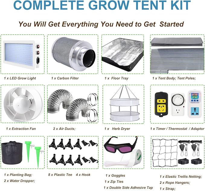 48"x48"x83" Grow Tent Kit, Indoor Grow Tent Complete System High Reflective Mylar Growing Tent +Upgraded LED Grow Light Combo,Hydroponics Indoor Plant Growing Tent + Carbon Filter - Image 6