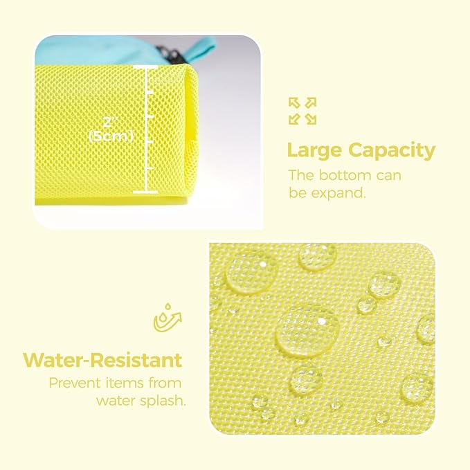 pack all Water-resistant Material Zipper Pouch, Mesh Zipper Bag for Storage, Travel, Office (Large, Yellow) - Image 4