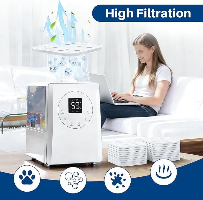 Humidifier Filter Replacement for LEVOIT, Mineral Absorption Pad Compatible with LV600S, LV600HH, OasisMist450S, Capture Particles in Tank to Improve Humidification- 20 Filters and 6 Humidifier Fishs - Image 4