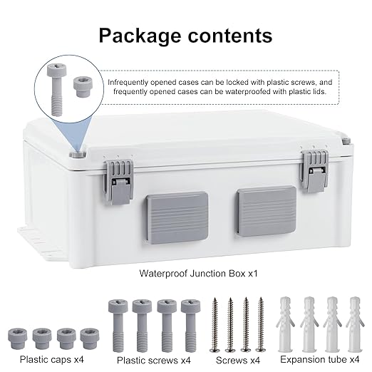 Outdoor Electrical Junction Box, ABS Water Resistant Enclosure with Internal Mounting Panel & Hinged Cover (15" H x 11" L x 6" W) - Image 6
