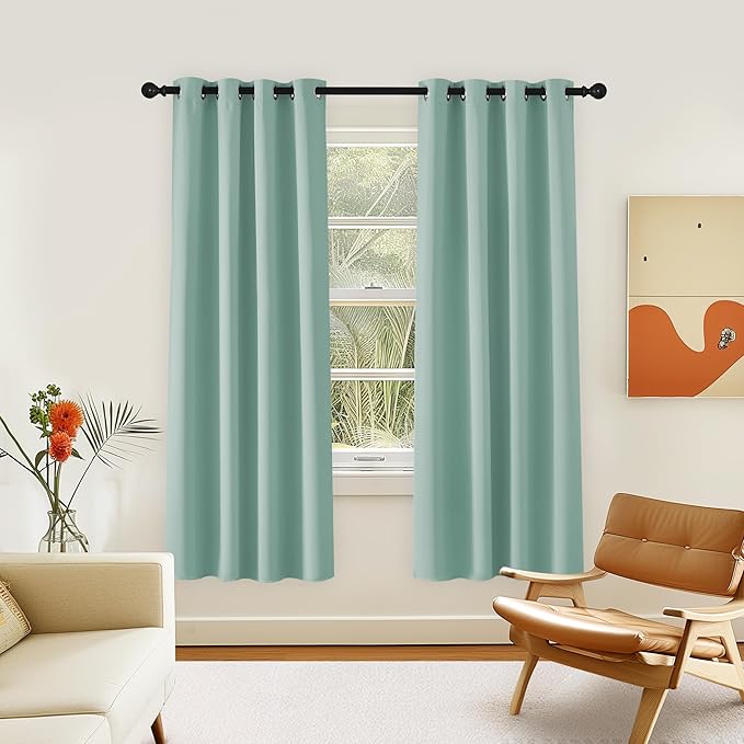 NICETOWN Room Darkening Curtain for Living Room - Energy Saving Thermal Insulated Grommet Room Darkening Curtain/Drape for Bedroom (1 Panel, 46 by 72, Aqua Blue) by NICETOWN