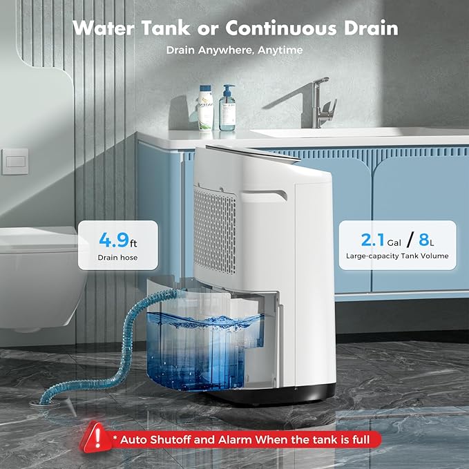 Dehumidifier for Basement 6,000 Sq Ft, 120 Pints Max. Smart Compressor,Intelligent Humidistat, Smart App-Controlled with Darin Hose And App Control for Basement, Bathroom,Living room,Bedroom,Home - Image 5