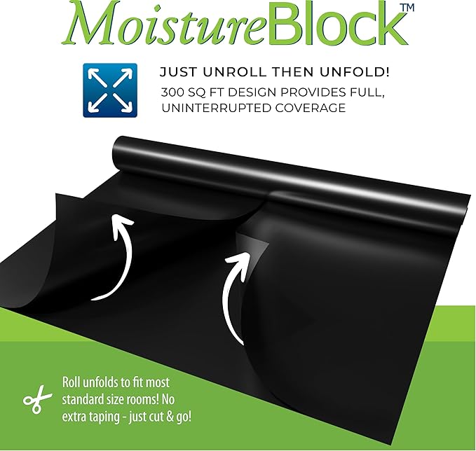 MB12X25300 Block Roll of 6 mil Moisture Barrier Polyethylene Underlay Film, 300 sq. ft, Black - Image 4
