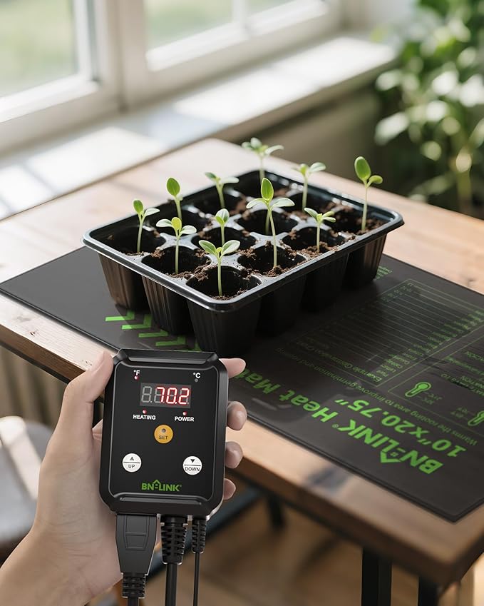 BN-LINK Seedling Heat Mat with Thermostat Controller Combo Set, 10" x 20.75" Plant Heating Mat for Seed Starting with Temperature Control for Indoor Growing, Plants Germination, ETL Listed - Image 9
