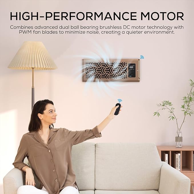 4"x10" Quiet Register Booster Fan - Energy Efficient HVAC Vent Booster Fan for Enhanced Home Airflow, Dimmable Display & Easy Installation-Airvent T4-12S - Image 8