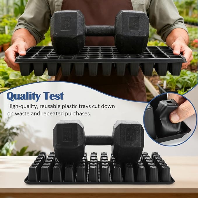 1020 Trays with Grow Light and 6.3" Humidity Dome - 4 Pack Heavy Duty Seed Trays with 72 Cell Plug Trays, Germination Kit with Timer and Dimmable LED - Reusable Plant Propagation Box for Gardening - Image 9