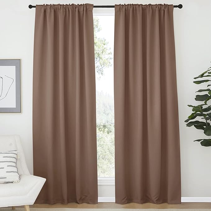 NICETOWN Blackout Curtain Panel for Living Room - (Cappuccino Color) 52 inches Wide by 84 inches Long, 2 Panels Set, Insulated Room Darkening Window Drapes - Image 2
