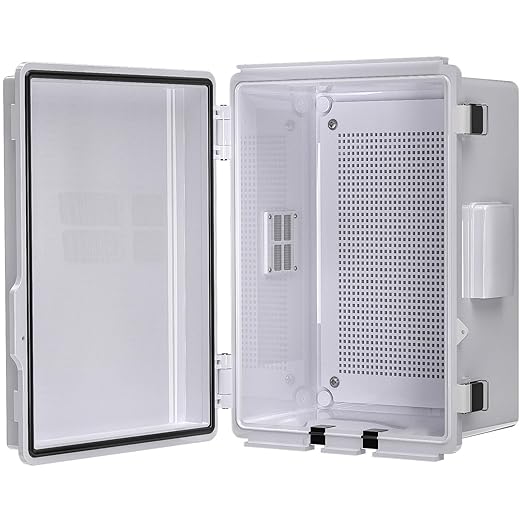 ABS Electrical Junction Box, Ventilated Design, Cable Grommets, IP65 Waterproof Enclosure, Indoor/Outdoor Use with Mounting Panel. (Clear Cover, 8.7"x6.7"x4.3") by ANIMACYN