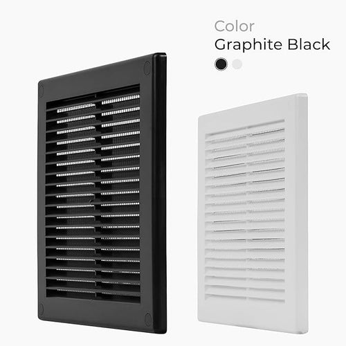 10-Pack 8" x 8" (Outer Size) Square Air Vent Cover – Black Plastic Vent Deflector - Screen Mesh, Surface Mount Wall Ceiling – Cold Air Return Soffit Air Vent Cover - Register Indoor Outdoor - Image 2