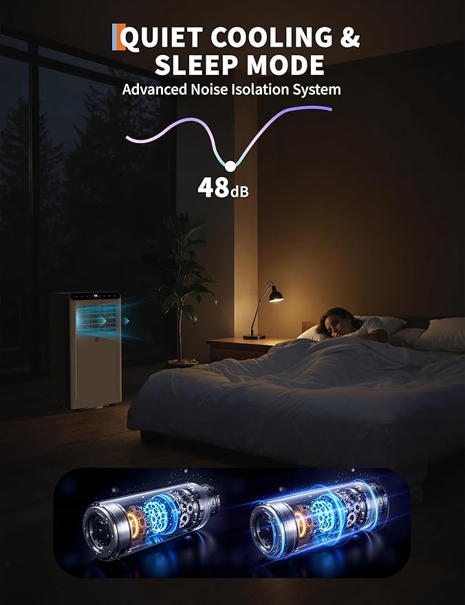GarveeHome 8,000 BTU Portable Air Conditioners with Dehumidifier & Fan, Standing Air Conditioner Cools Up to 350 Sq.Ft., Smart Mode, Remote, Auto Swing, 24H Timer, Include Installation Kits, Grey - Image 5