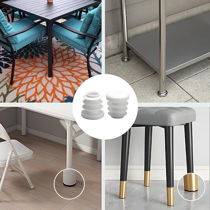 1-1/4"(32mm) Plastic Hole Plugs White -Round Chair Leg Caps, Flush Mount Pipe Plugs, Tubing End Caps for Metal&Wood Legs Tube, Outdoor Furniture Feet caps,for Pipe Wall thicknesses of 1.5-4 mm,12 PCS - Image 6