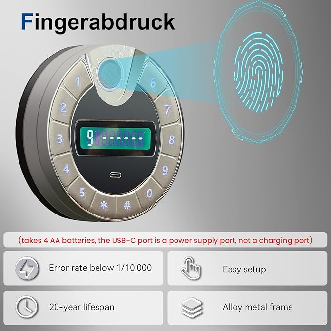 [Genuine Fireproof] 9.8 Cub Extra Large Biometric Waterproof Fireproof Safe for Home, [Dual Mode] 124 Lbs Heavy Duty Fire Proof Safe for Document Business Office - Image 6