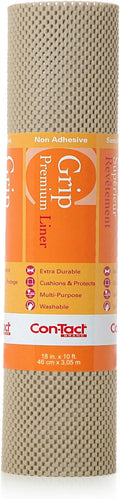 Con-Tact Brand Grip Premium Shelf Liner, Thick and Non-Adhesive Drawer Liner, Multi-Purpose and Easy to Use, 18" x 10', Stone, Pack of 1 by Kittrich+%28Home%29