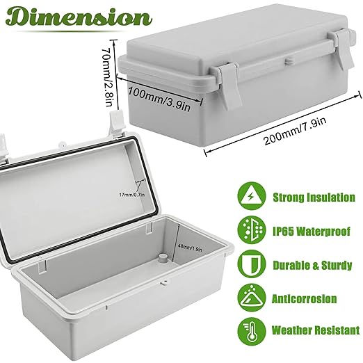 Sunnyglade ABS Plastic Dustproof Waterproof IP65 Junction Box Universal Durable Electrical Project Enclosure with Lock (3.9"x7.9"x2.8") - Image 3