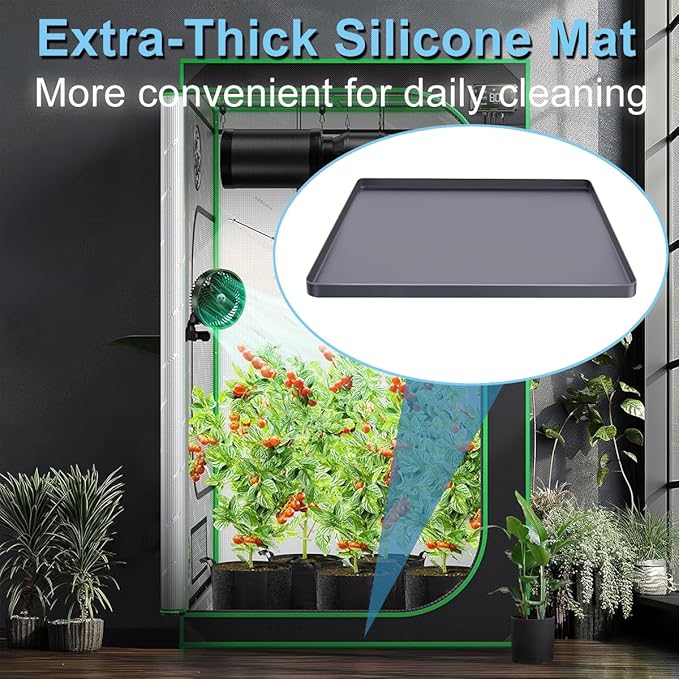Grow Tent Mat Grow Tents Silicone Drip Pan, Grow Tent Complete System Mat with Raised Edge, Weed Growing Kit Indoor Tray Growing Tent Mat, Non-Slip Waterproof Weed Tent Pad Floor Pan 23.6"x 23.6" - Image 7