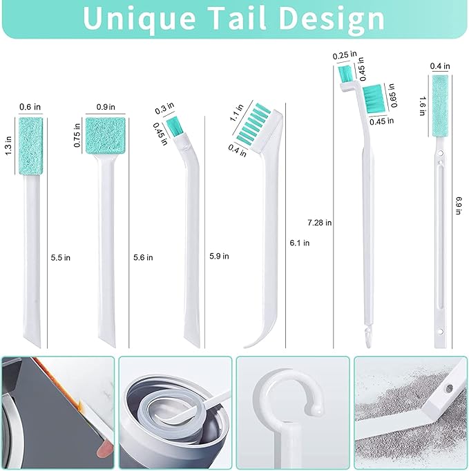 Small Cleaning Brushes for Small Spaces, Tiny Household Cleaning Supplies Tools, Mini Crevice Cleaning Brush Scrub Narrow Corner Nook Track Grooves Bathroom Kitchen Home Detailing, 16 Pcs - Image 7