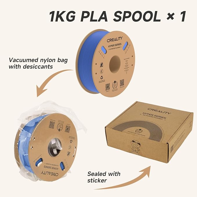 Official Creality Hyper PLA Filament 1.75mm, High Speed PLA 30-600mm/s 3D Printer Filament, Dimensional Accuracy +/-0.02mm, Fit Most FDM 3D Printers，1KG(2.2lbs) Spool Blue - Image 7