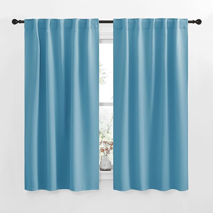 NICETOWN Blackout Curtain Panels for Living Room - (Teal Blue Color) 42x63 Inch, 2 Panels Set, Thermal Insulated Room Darkening Blackout Drapes/Draperies with Rod Pocket & Back Tab for Window by NICETOWN