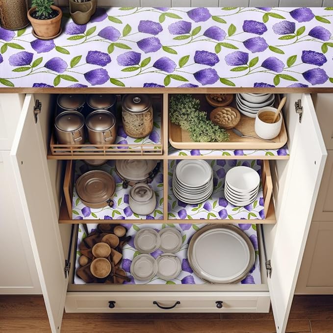 18" W x 96" L Floral Drawer and Shelf Liner for Cabinets, Non-Adhesive Strong Grip Non-Slip Flower Shelf Cabinet Kitchen Shelf Liners for Kitchen Cabinets - Image 7