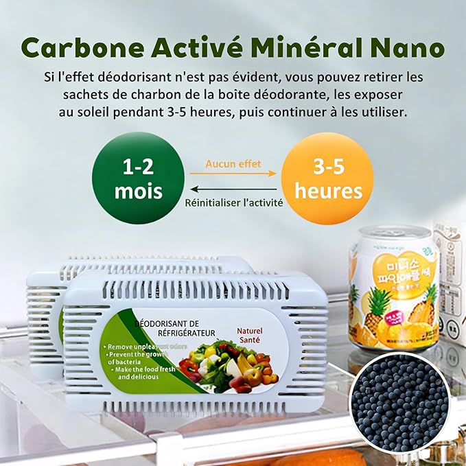 6 Pack Fridge Deodorizer, Refrigerator and Freezer Deodorizer Odor Eliminator Reusable, Unscented Activated Carbon Odor Absorber and Moisture for Freezers, Coolers, Closet and Trash Can - Image 4