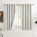 NICETOWN 100% Absolutely Blackout Linen Curtains with Thermal Insulated White Liner, Ivory, 62" W x 63" L, Set of 2, Burlap Textured Textured Linen Look Privacy Window Treatment for Kitchen by NICETOWN