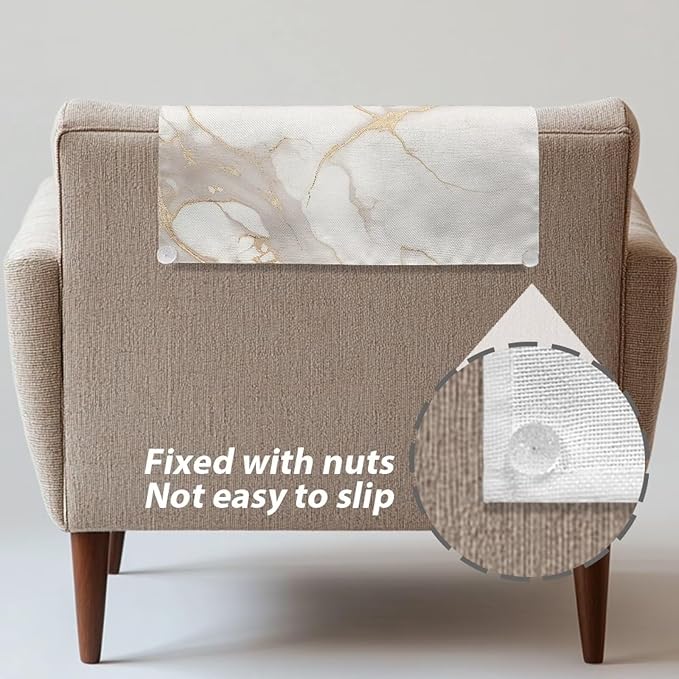 White Marble Headrest Cover for Recliner, Non-Slip Sofa Headrest Protector with Pins, Super Soft Slipcover for Head Rest, Loveseat Protector, Christmas Deer - Image 5