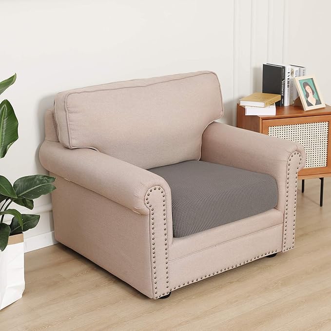 Easy-Going Stretch Cushion Cover Sofa Cushion Furniture Protector Sofa Seat Sofa slipcover Sofa Cover Soft Flexibility with Elastic Bottom(Chiar Cushion,Taupe) - Image 2