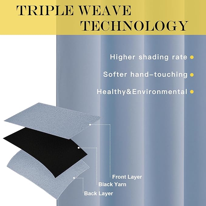NICETOWN 66 Inch Long Blackout Curtains for Bedroom Living Room, Thermal Insulated Room Darkening Curtains, Light Blocking Blackout Drapes for Bedroom, 66" W x 66" L, 1 Panel, Vintage Blue - Image 3