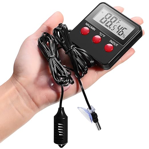 Weewooday 4 Pcs Reptile Thermometer and Humidity Gauge Reptile Terrarium Thermometer Hygrometer with Probes Indoor Outdoor Digital Pet Temperature and Hygrometer Gauge for Pet Keeping - Image 4