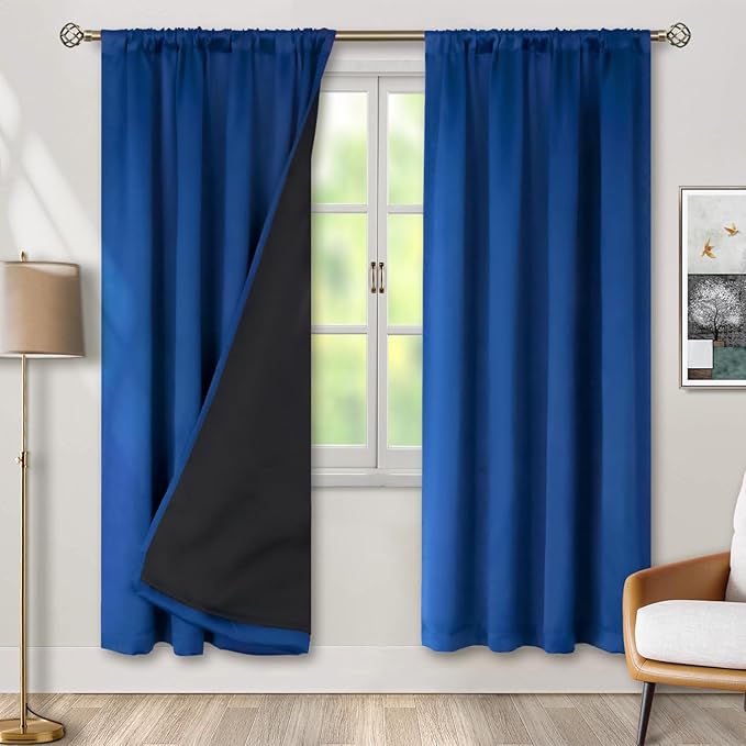 BGment 100% Blackout Curtains for Bedroom 84 Inch Length, Rod Pocket with Thermal Insulated Liner Full Room Darkening Curtains for Living Room, Each Window Curtains 2 Panels, 42 x 84 Inch, Royal Blue by BGment