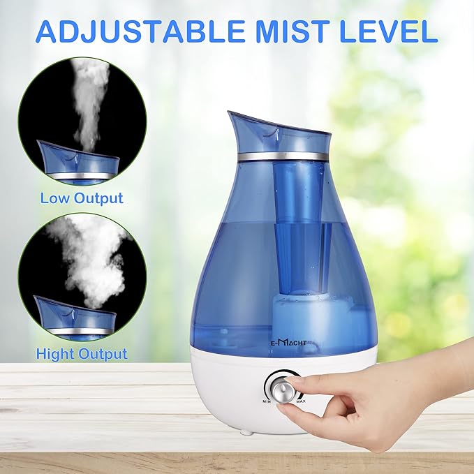 Cool Mist Humidifier - 2.5L Cool Mist Humidifiers for Bedroom Whisper Quiet, Ultrasonic Humidifiers for Baby & Nursery, Air Humidifier for Home Whole House, Easy to Clean, Plant Humidifier with 360° nozzle, Auto Shut-off - Image 3