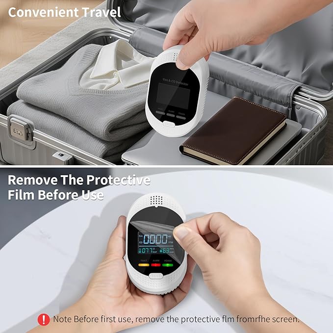 4-in-1 Carbon Monoxide Detectors,Plug in Combustible Gas Detector,Natural Gas & Co Gas Alarm Detectors with Temperature Humidity Display,Clear LCD Screen Sound Light Dual Alarm for Home RV Travel - Image 9