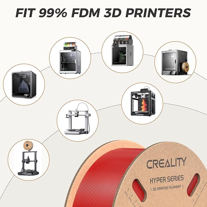 Official Creality Hyper PLA Filament 1.75mm, High Speed PLA 30-600mm/s Rapid 3D Printer Filament, Dimensional Accuracy +/-0.02mm, Fit Most FDM 3D Printers，1KG(2.2lbs) Spool Red - Image 8