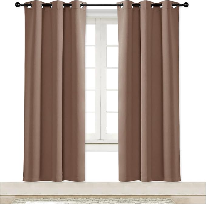 NICETOWN Blackout Curtain Blind for Bedroom, Single Panel, W34 x L72 inches, Cappuccino, Thermal Insulated Grommet Blackout Room Darkening Drape/Drapery by NICETOWN