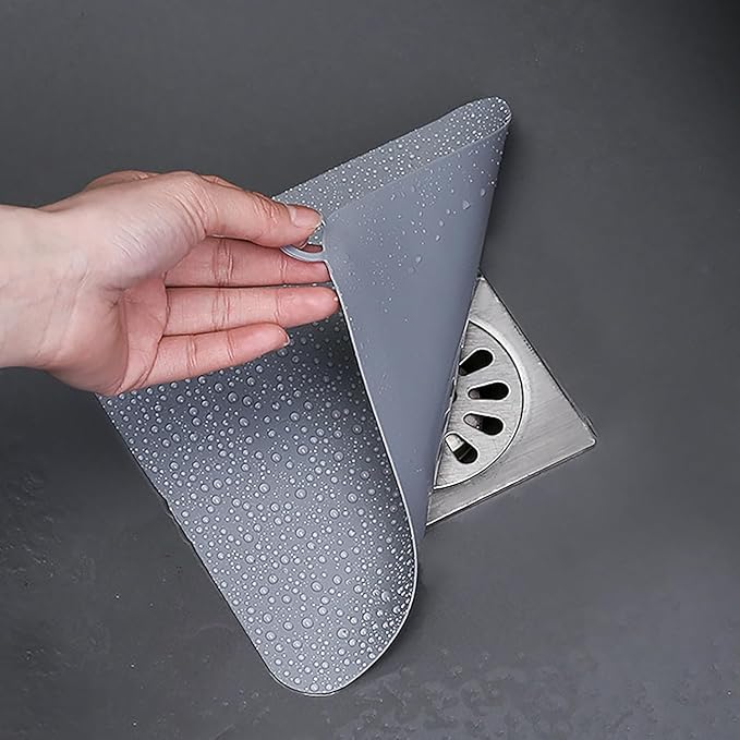 2 Pieces 8 x 8 Inch Silicone Tub Stopper Floor Drain Cover Sewer Anti-Odor Mat Deodorizing Drain Plugs for Kitchen,Bathroom and Laundry (Grey) by DIFENLUN