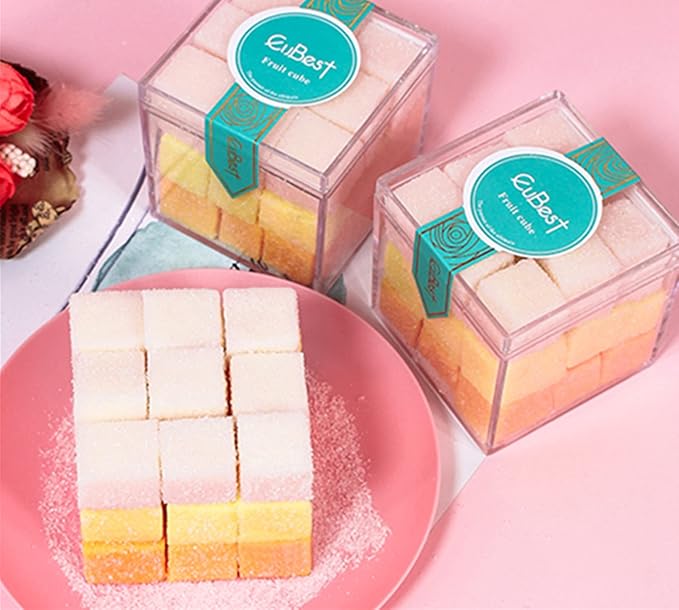 Acrylic Box Clear Boxes with Lid 4 Pieces Display Case Graduation Candy Box Plastic Square Cube Wedding Present Valentine's Day Birthday Party Gift Wrap Storage Box - Image 3