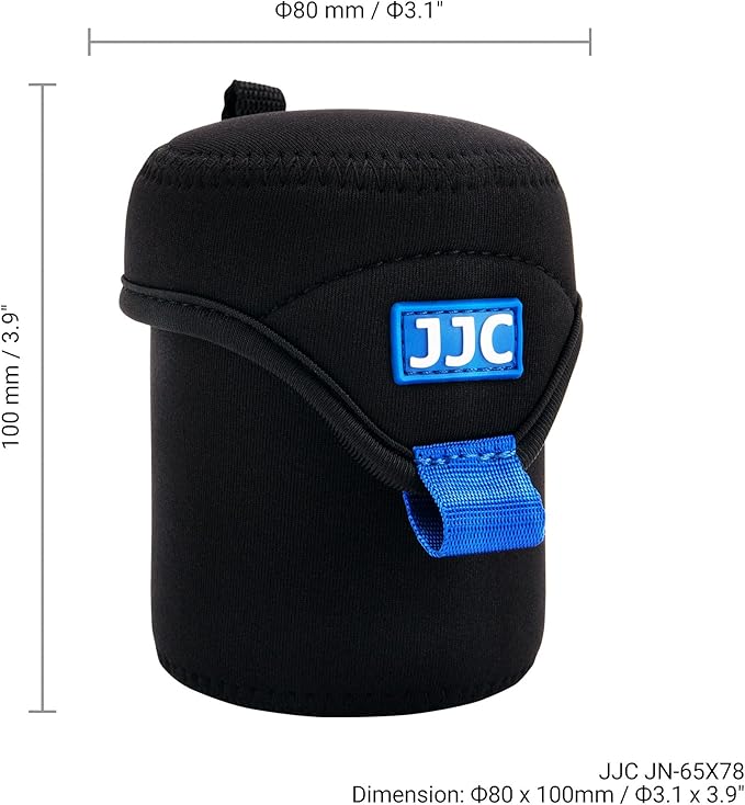 JJC Water Resistant Neoprene Camera Lens Pouch Case, Fold-Over Lens Bag for Mirrorless Lenses Up to 2.6 x 3.1(D X H) for Canon RF 50mm f/1.8, Sony FE 55mm f/1.8, Sigma 56mm f/1.4 etc. - Image 6