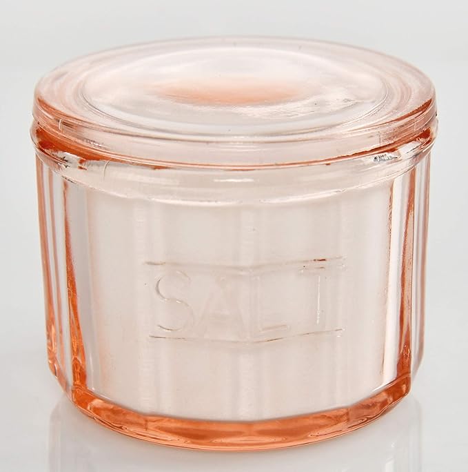 HOME-X Depression Style Pink Glass Salt Cellar with Lid, Retro Kitchen Decor, Wedding Gift - 3 1/2" H x 4" D - Image 9