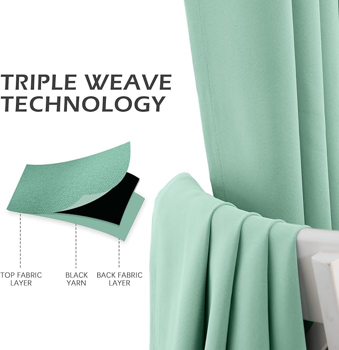 MYSKY HOME Aqua Blackout Curtains for Living Room, 63 Inch Long Grommet Room Darkening Curtain for Bedroom, Amazing Triple Weave Thermal Insulated Curtain, 1 Curtain Panel, 42 x 63 Inch, Aqua - Image 6
