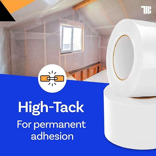 Vapor Barrier Tape - 4 inch x 180' Roll, Made in USA, White Polyethylene Tape for Crawl Spaces & Moisture Barriers, Waterproof Seal & Seam Tape for Underlayment, Insulation, and Plastic Liners - Image 5