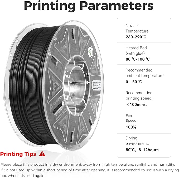 Creality Hyper PAHT-CF 3D Printing Filament 1.75mm, Carbon Fiber Reinforced Nylon High Temp Filament, High-Performance, Corrosion Resistance 2.2LB/Spool for Most 3D Printers - Image 6