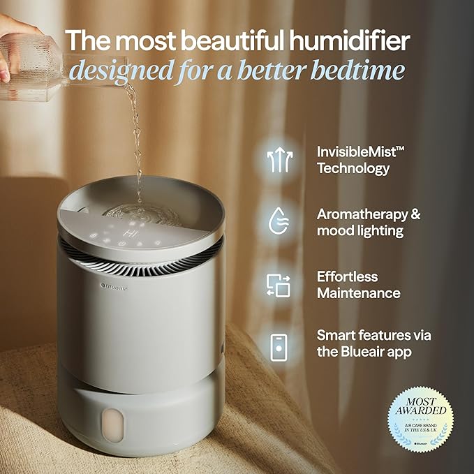 BLUEAIR Room Humidifier - DreamWell - 48Hr Top-Fill Mist-Free InvisibleMist Technology Aroma Stone for Essential Oils and Soothing Mood Lighting - Quiet Operation for Bedroom and Home Use, Grey - Image 2