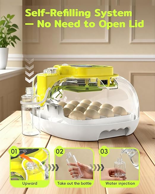 Incubators for Hatching Eggs, 2026 Upgraded 16 Eggs Incubator with Automatic Turner, Digital Temperature Control & Humidity Display and Led Candler, Poultry Hatcher for Chicken, Duck, Quail, Birds - Image 5