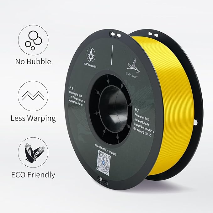 PLA 3D Printer Filament, Dimensional Accuracy +/- 0.02 mm, 1 kg Spool(2.2lbs), 1.75 mm，Yellow - Image 3